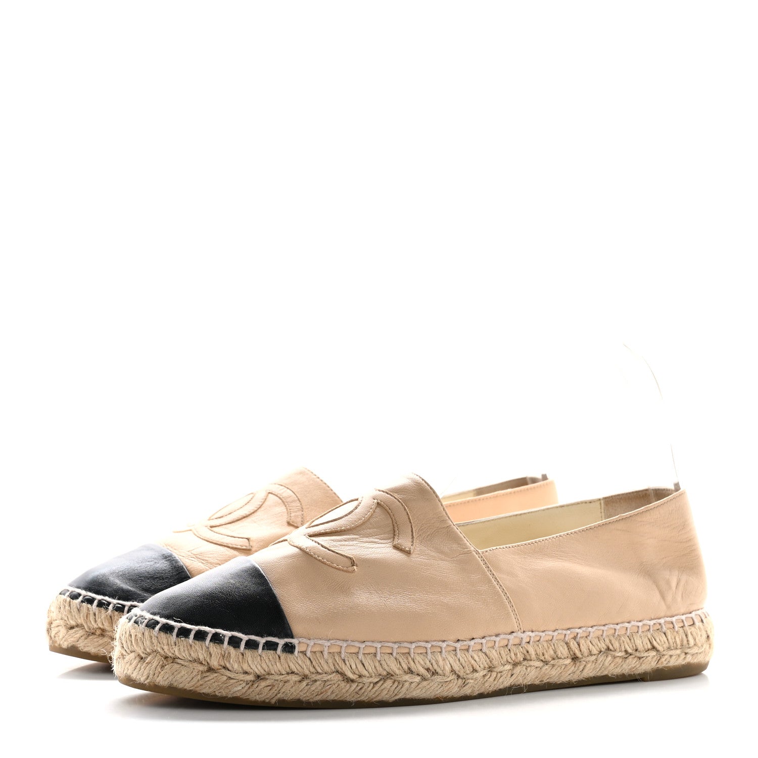 Chanel Lambskin CC Espadrilles 41 Beige Black 4 of 13