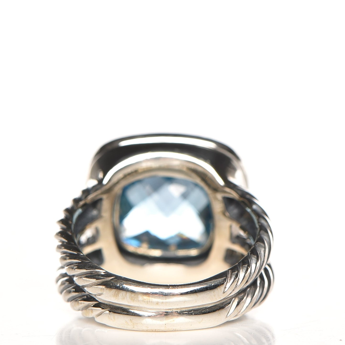 Sterling Silver Diamond Blue Topaz 11mm Albion Ring 51 5.75