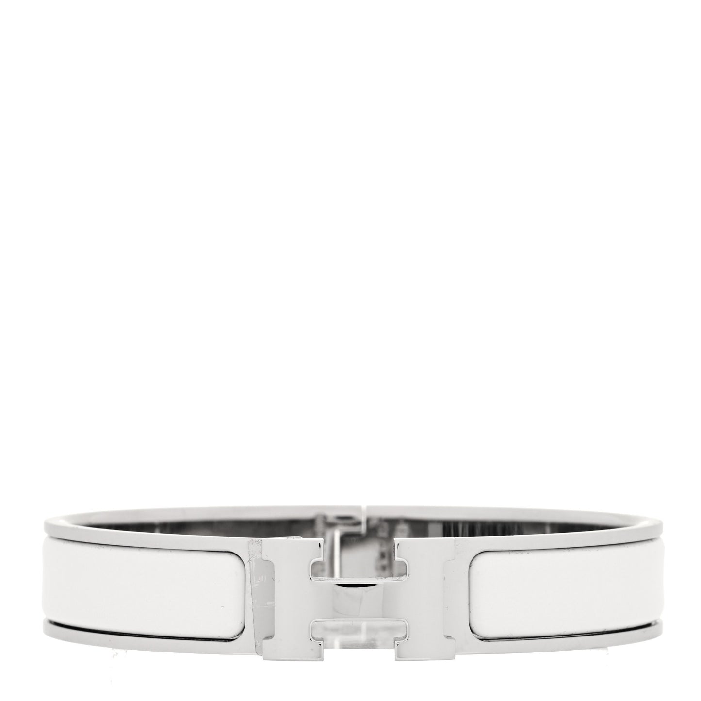 Enamel Narrow Clic Clac H Bracelet GM White