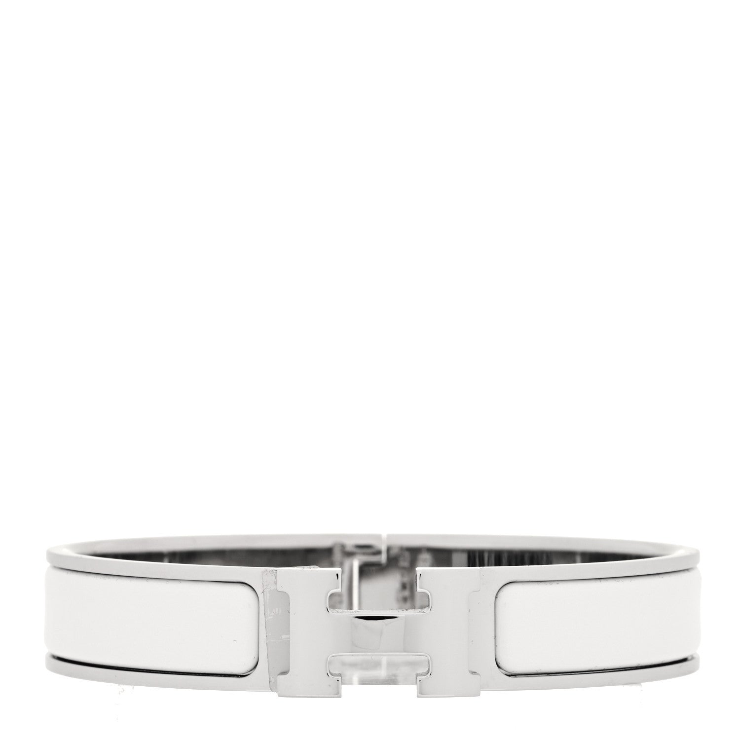 Hermes Enamel Narrow Clic Clac H Bracelet GM White 1 of 5