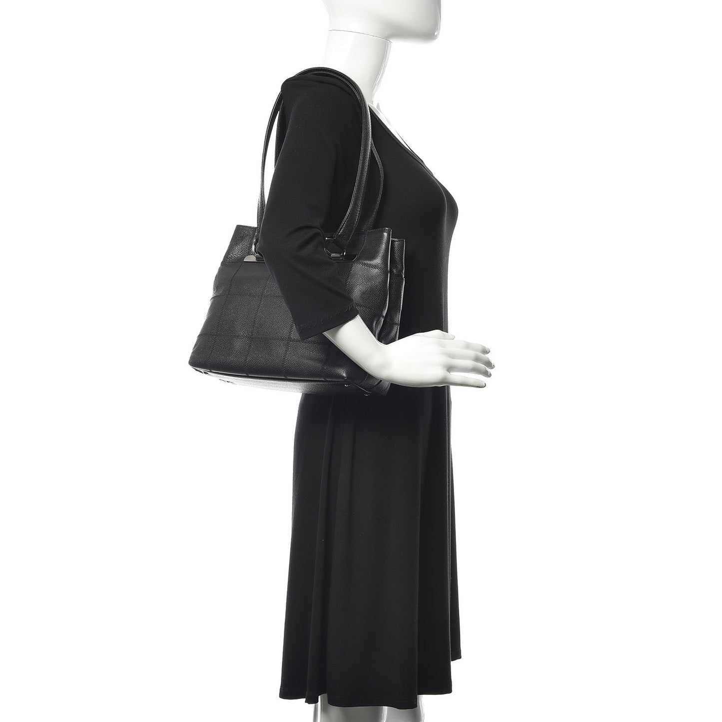 Caviar Square Stitched Tote Black