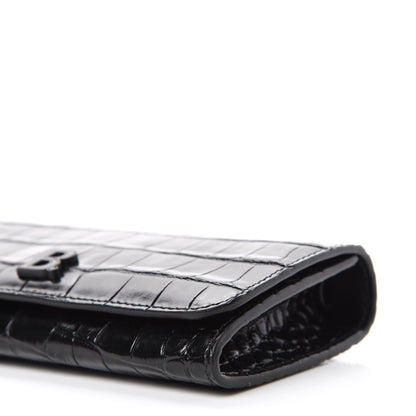 Balenciaga Calfskin Crocodile Embossed Touch Phone Holder With Strap Black 7 of 10