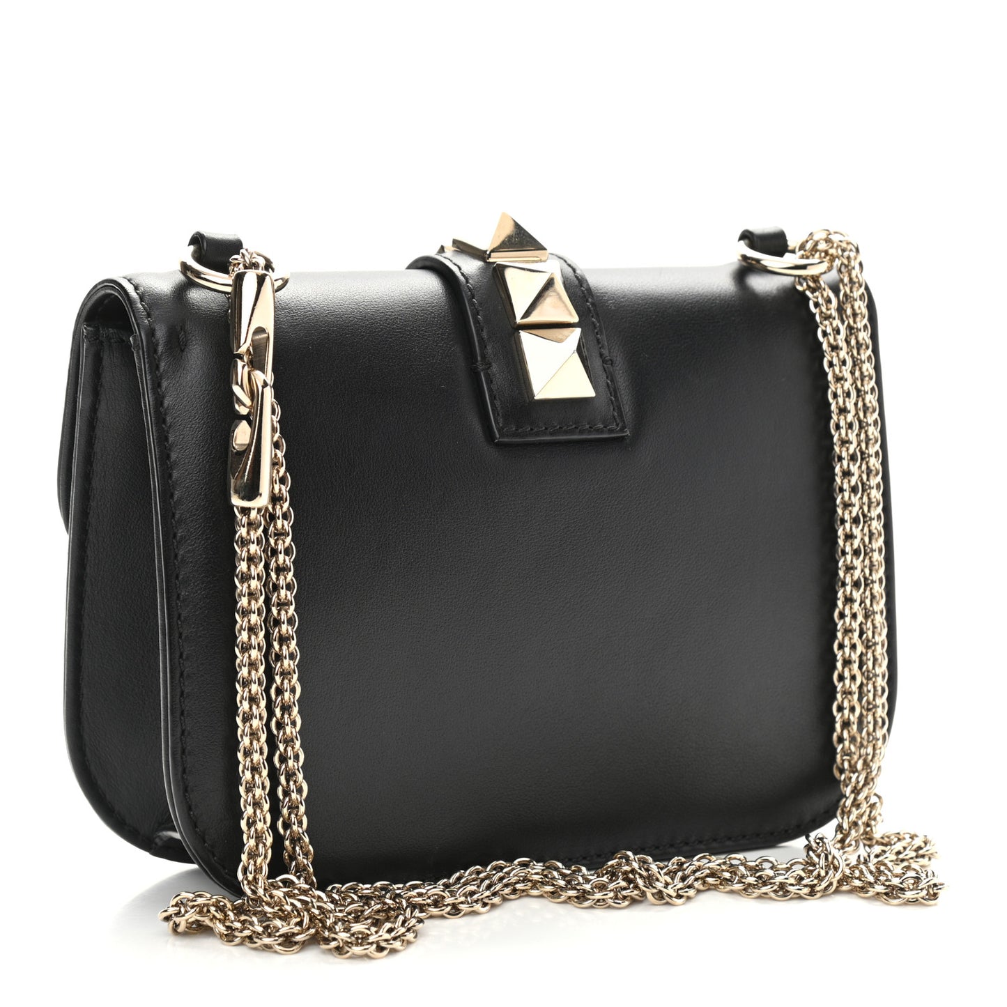 Vitello Small Glam Lock Rockstud Flap Black