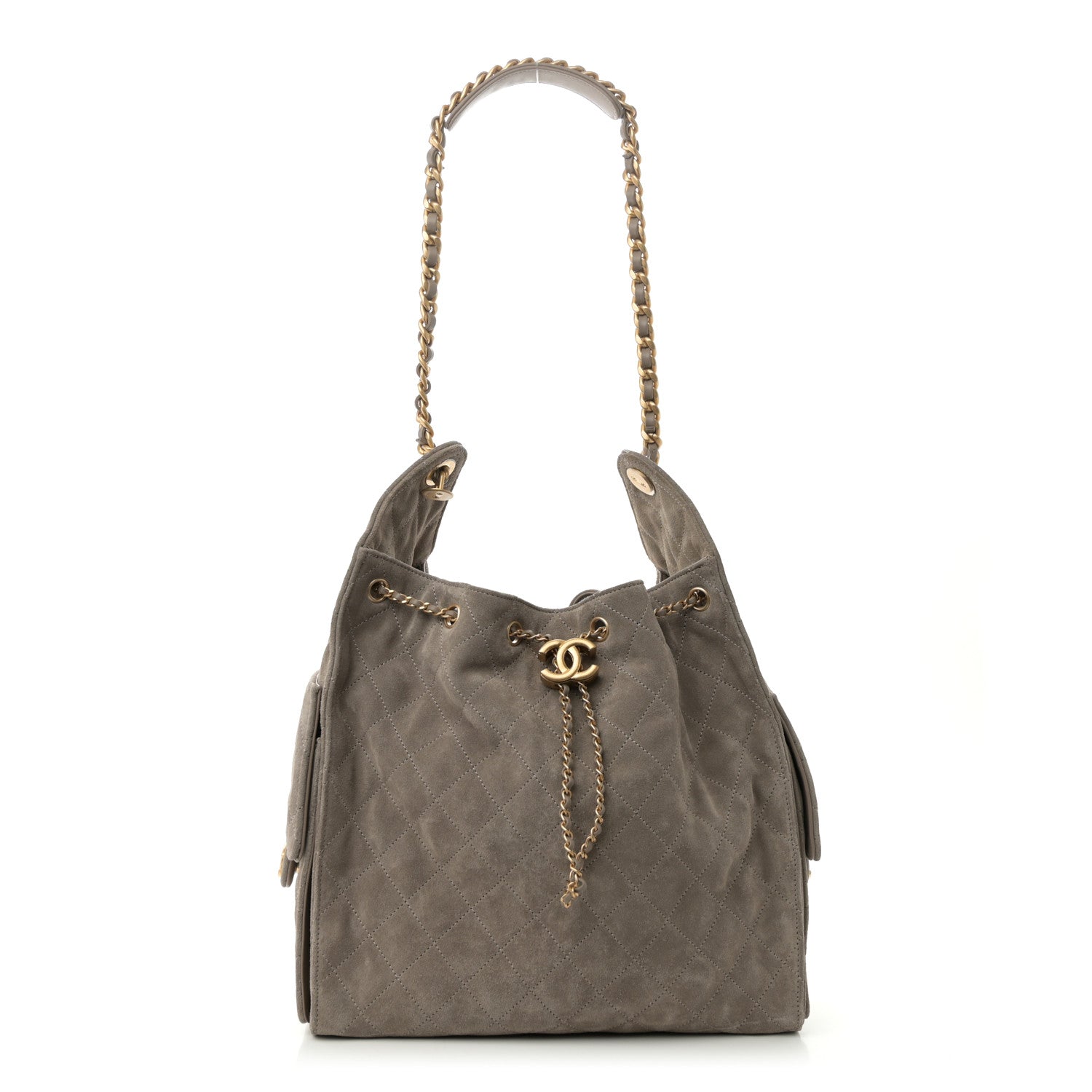 Chanel Suede Quilted Medium Chanel 25 Handbag Grey 1 of 11