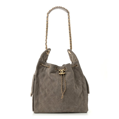 Chanel Suede Quilted Medium Chanel 25 Handbag Grey 1 of 11