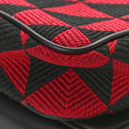 Prada Jacquard Calfskin Triangolo Symbole Embroidered Mini Triangle Double Bag Black Ciliegia 8 of 9