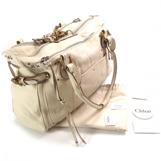 Chloe Leather Paddington Tote Ivory 3 of 16