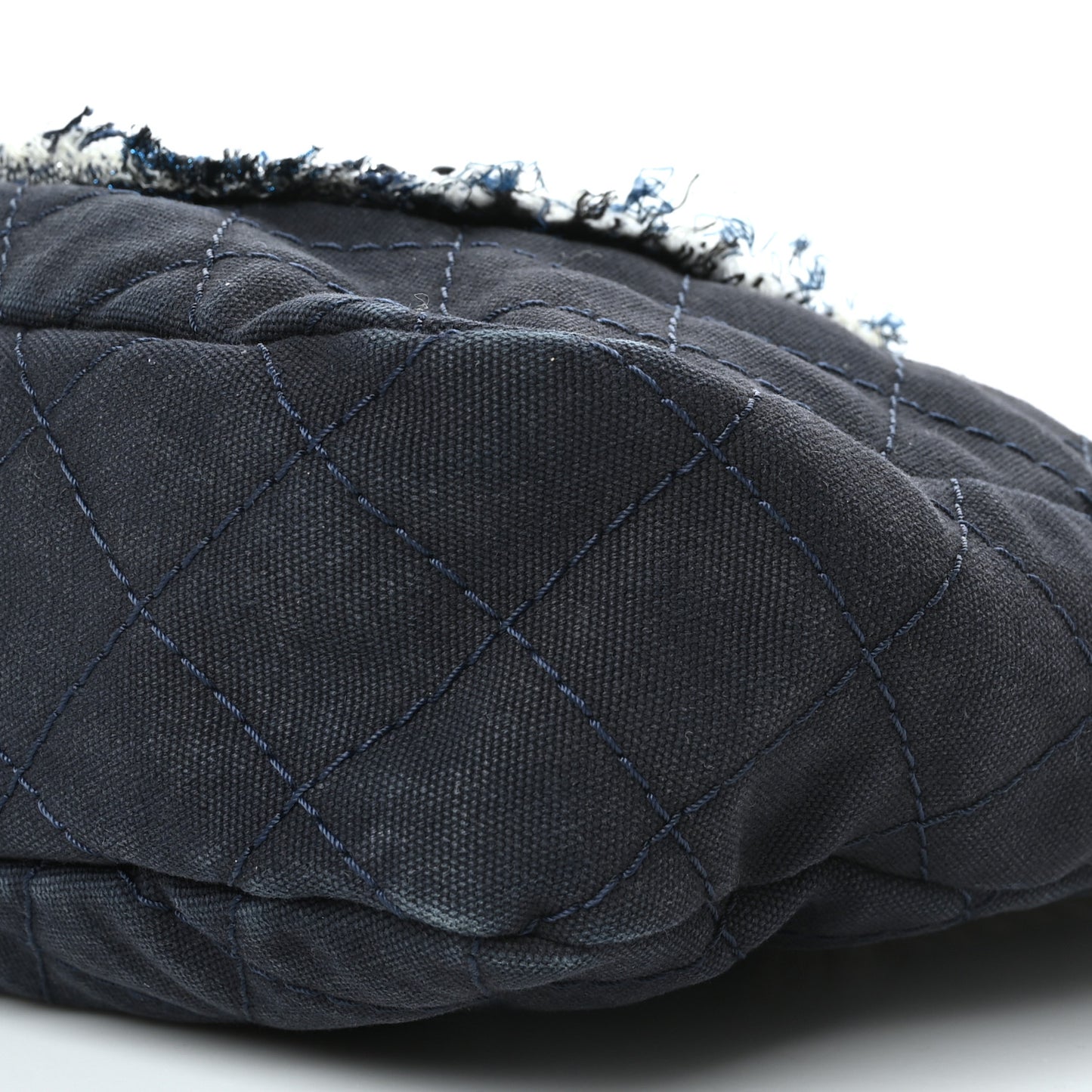 Canvas Quilted La Pausa Large Shopping Tote Navy