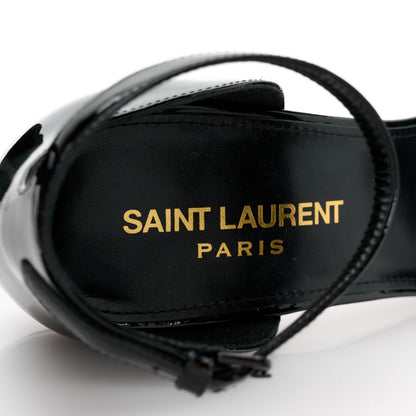 Saint Laurent Patent Calfskin Opyum 110 Sandals 36.5 Black Gold 7 of 10