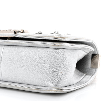 Chanel Metallic Calfskin Camellia Quilted Small Boy Flap Silver 10 of 10