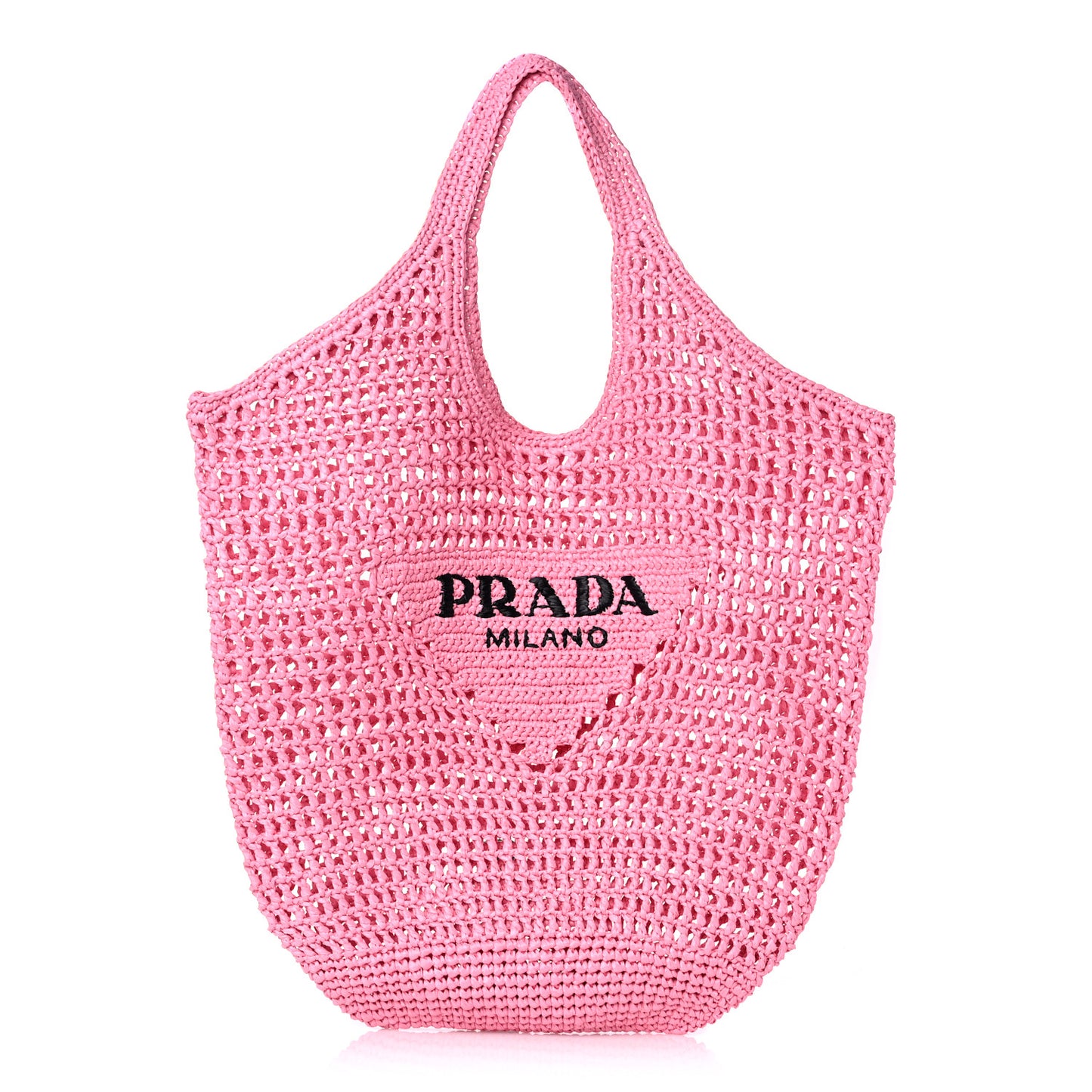 Yarn Raffia Effect Crochet Logo Embroidered Shopping Tote Bag Petalo