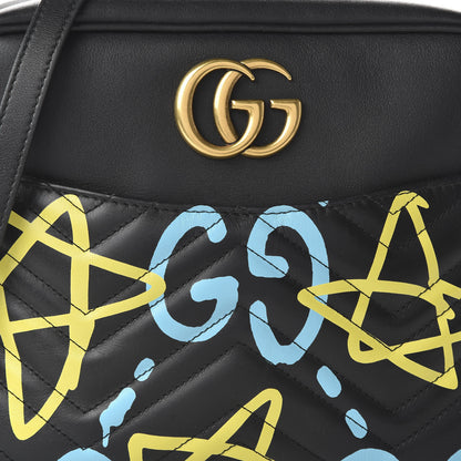 Gucci Calfskin Matelasse GucciGhost Medium GG Marmont Chain Shoulder Bag Black New Acquamarine 10 of 10