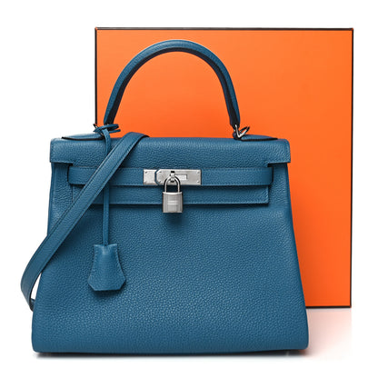 Hermes Togo Kelly Retourne 28 Bleu De Galice 13 of 13