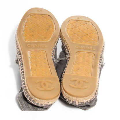 Chanel Toile CC Espadrilles 37 Grey Black 5 of 7
