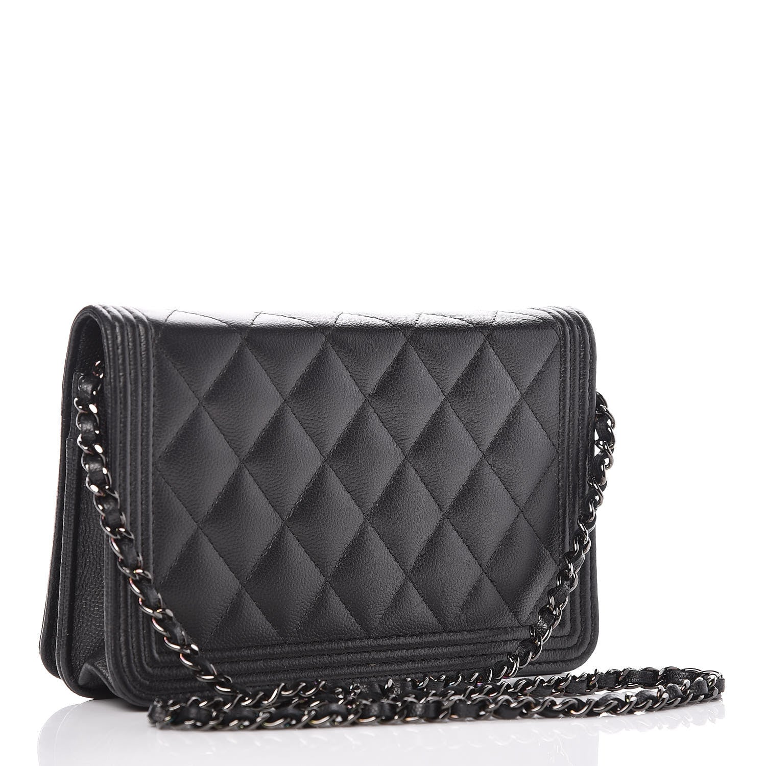 Chanel Caviar Quilted Boy Wallet On Chain WOC So Black 3 of 14