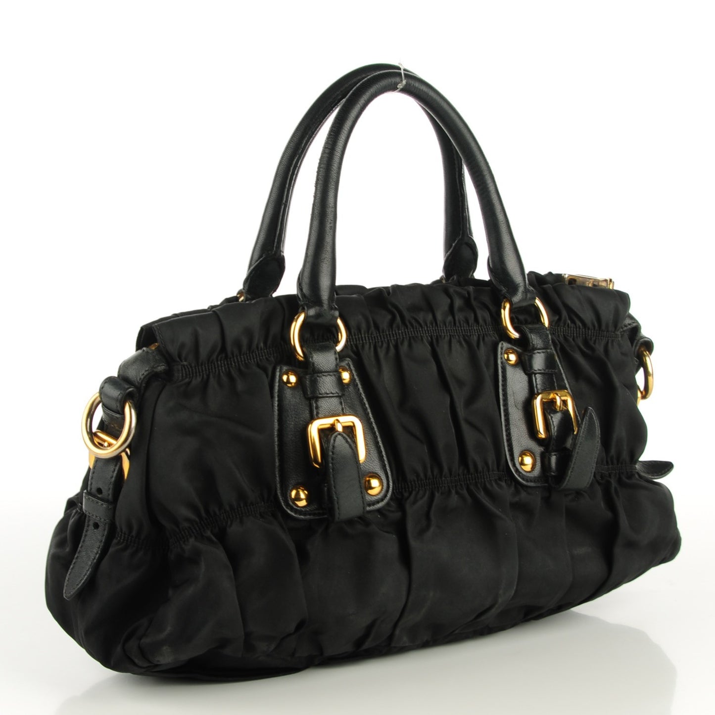 Tessuto Nylon Gaufre Shopping Satchel Black
