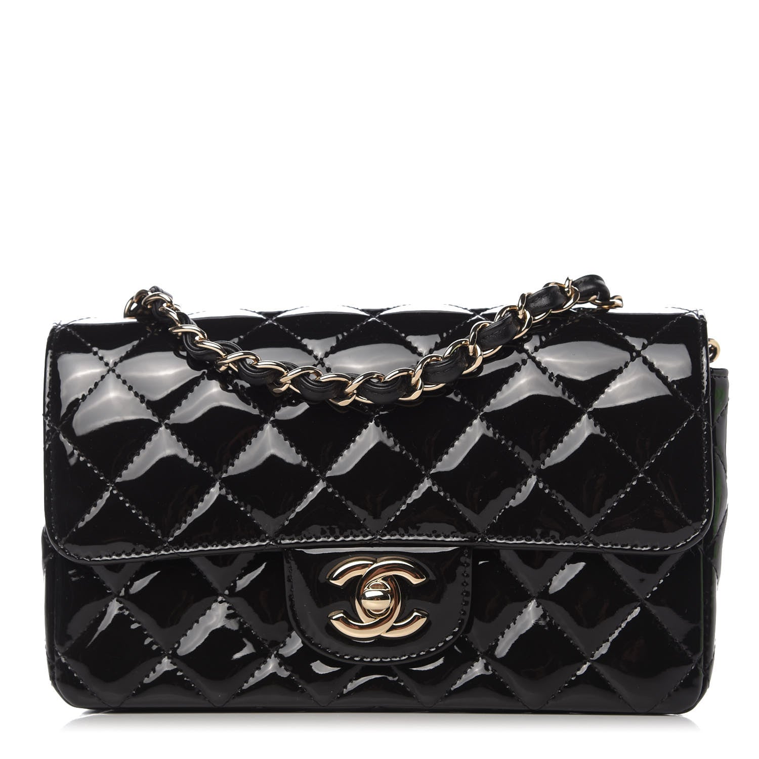 Chanel Patent Calfskin Quilted Mini Rectangular Flap Black 1 of 11