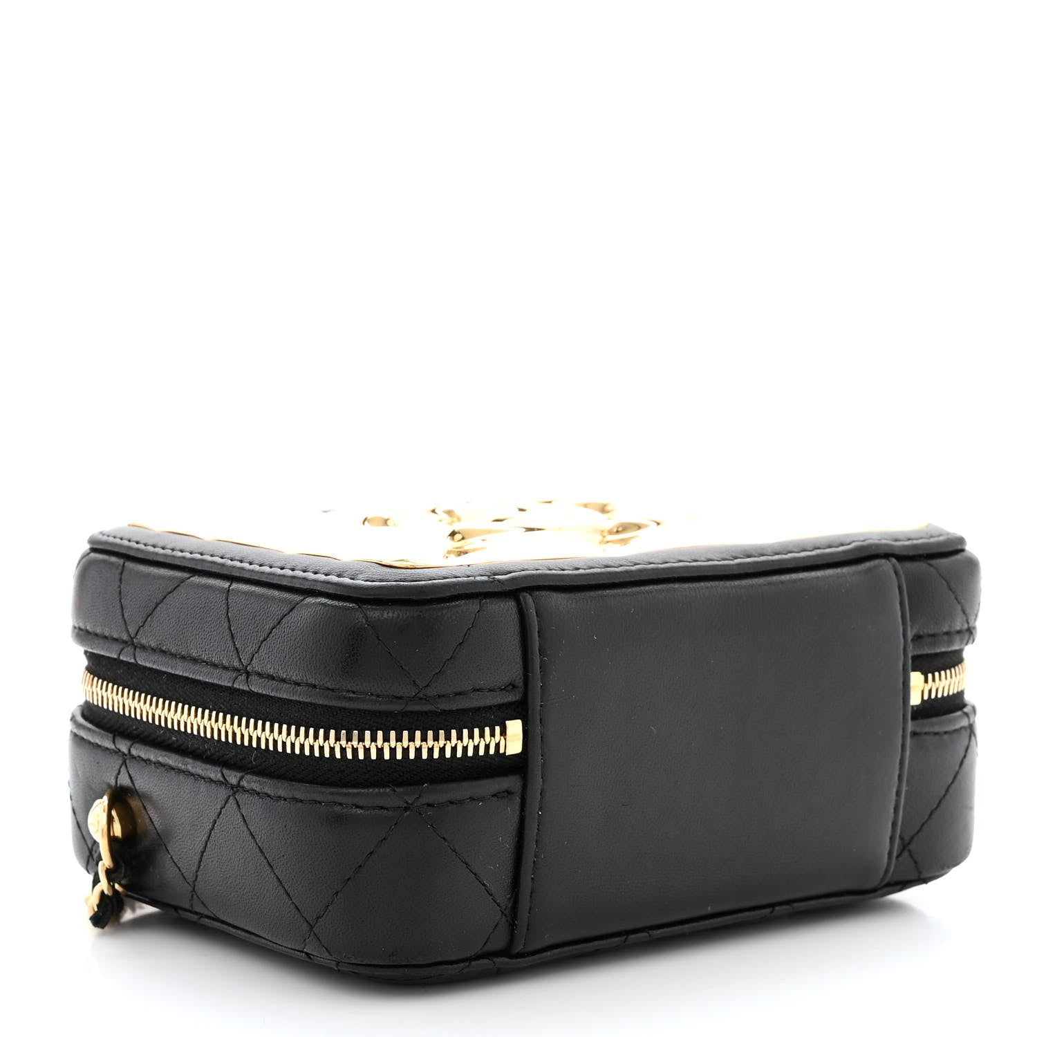 Chanel Lambskin Quilted Golden Plate Clutch With Chain Black 4 of 10