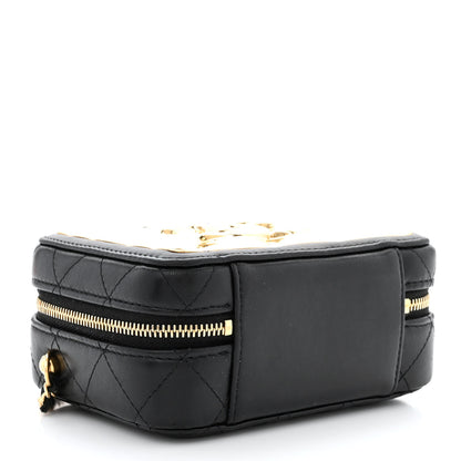 Chanel Lambskin Quilted Golden Plate Clutch With Chain Black 4 of 10