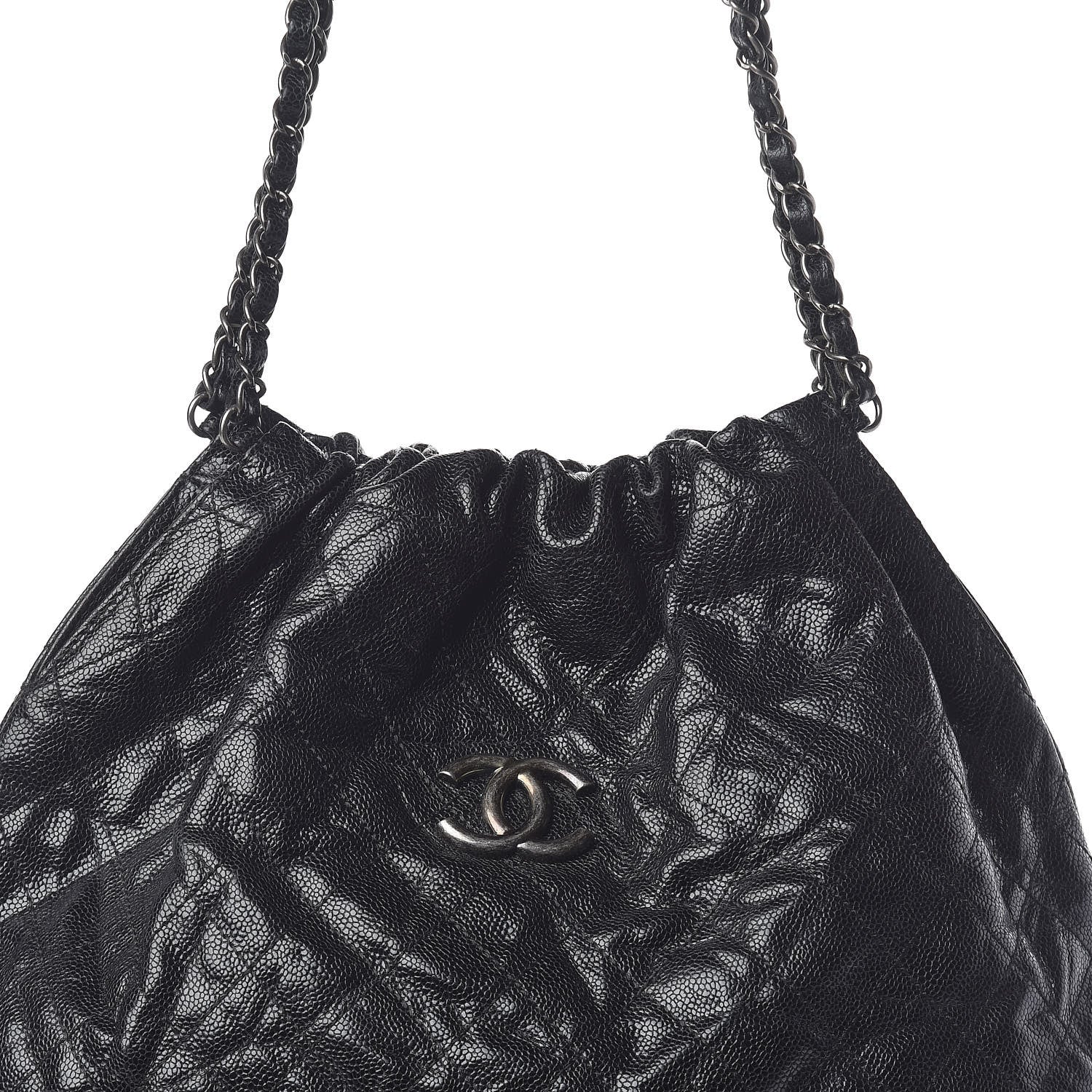 Chanel Distressed Glazed Caviar Quilted Large Elastic Tote Black 16 of 18