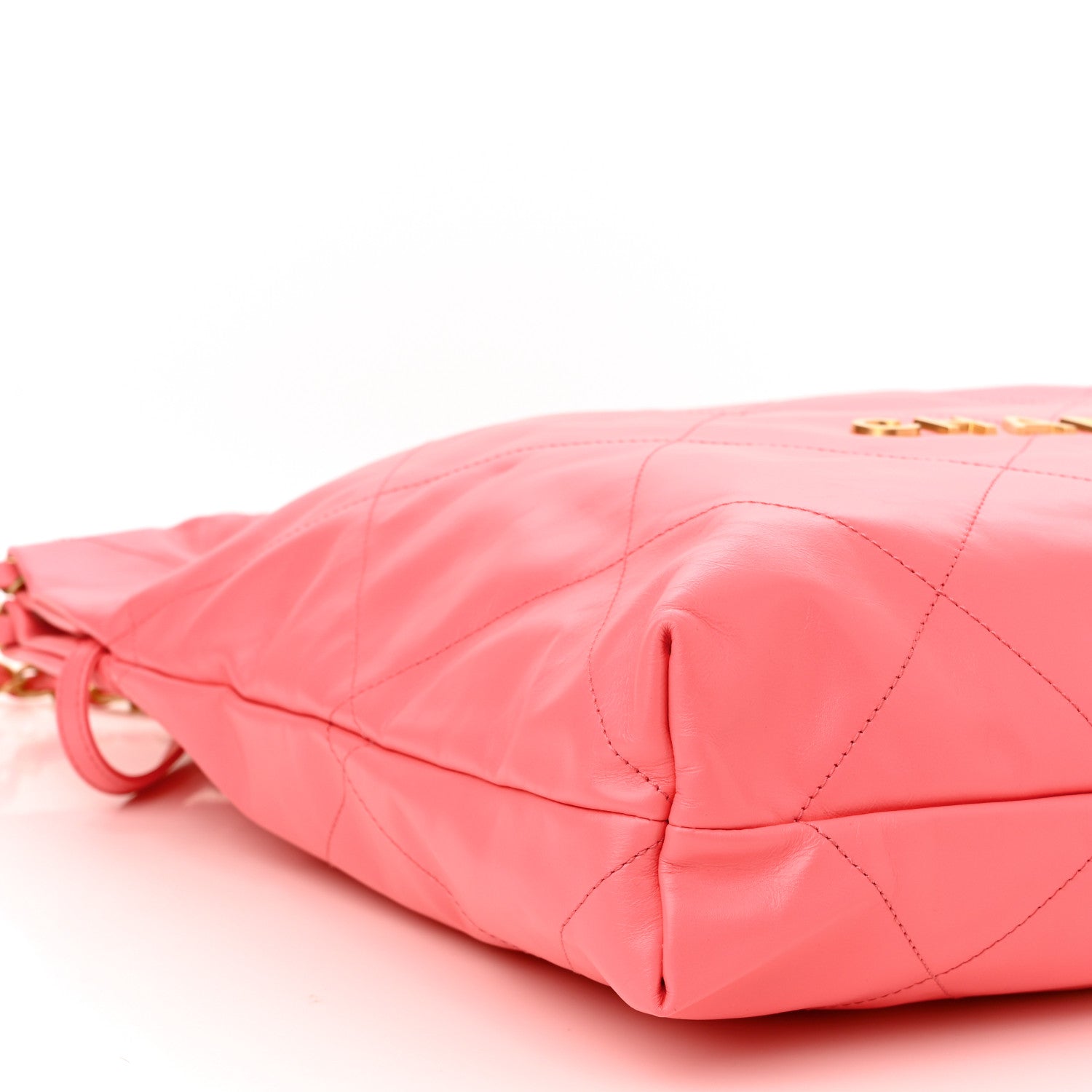 Chanel Shiny Calfskin Quilted Chanel 22 Drawstring Bag Coral Pink 10 of 11