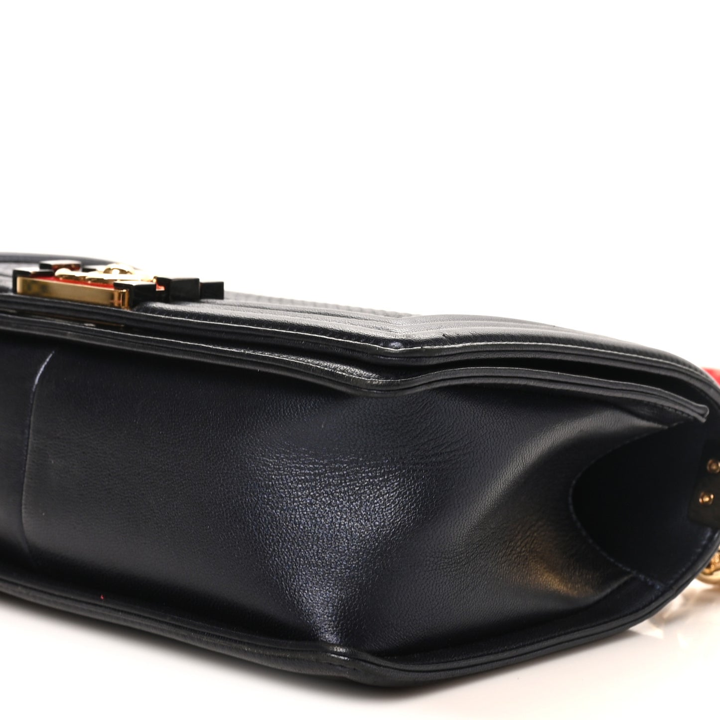 Lambskin Embossed Medium Boy Cube Flap Navy
