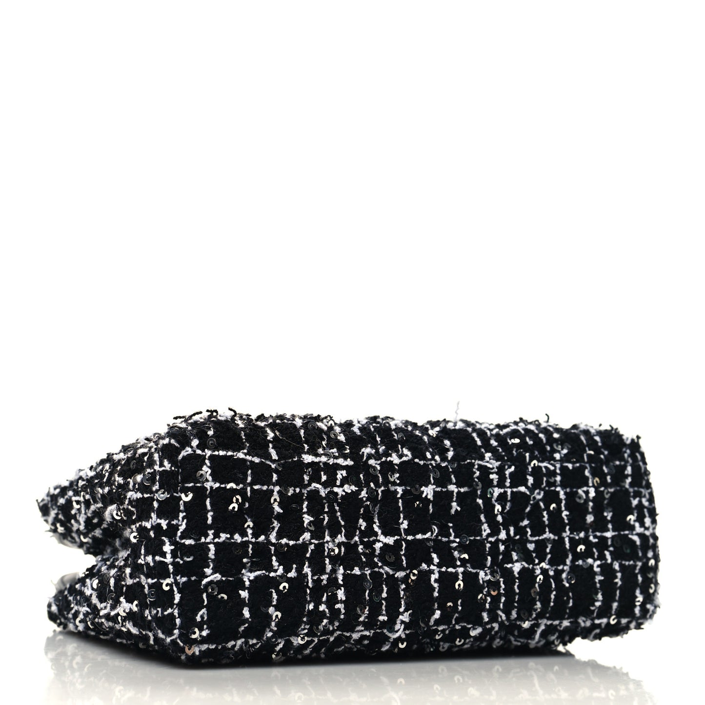 Tweed Quilted Nano Kelly Shopper Black White