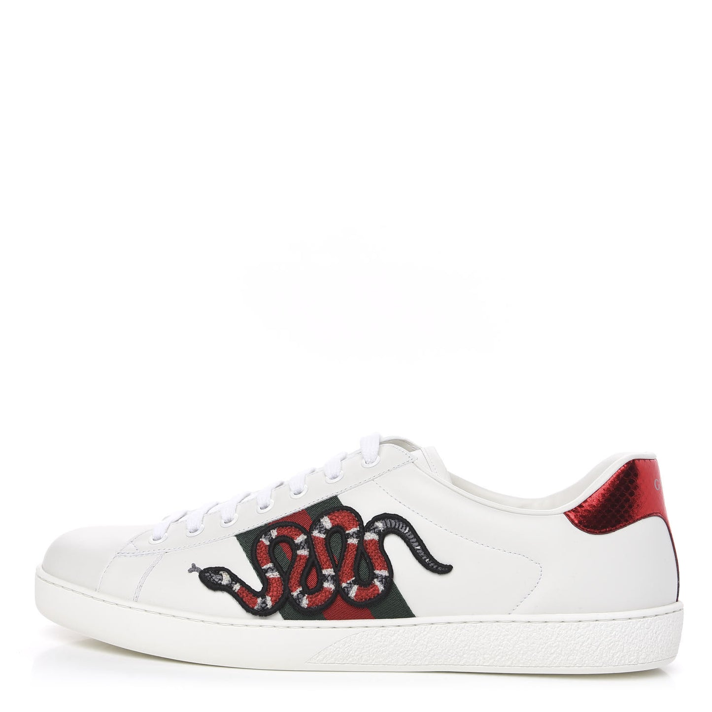 Calfskin Ayers Kingsnake Embroidered Mens Ace Sneakers 11 Green Red