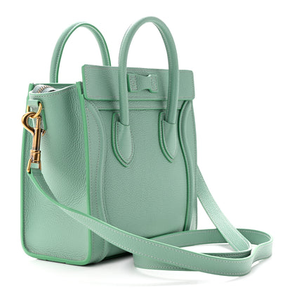 Celine Drummed Calfskin Nano Luggage Ice Mint 2 of 11