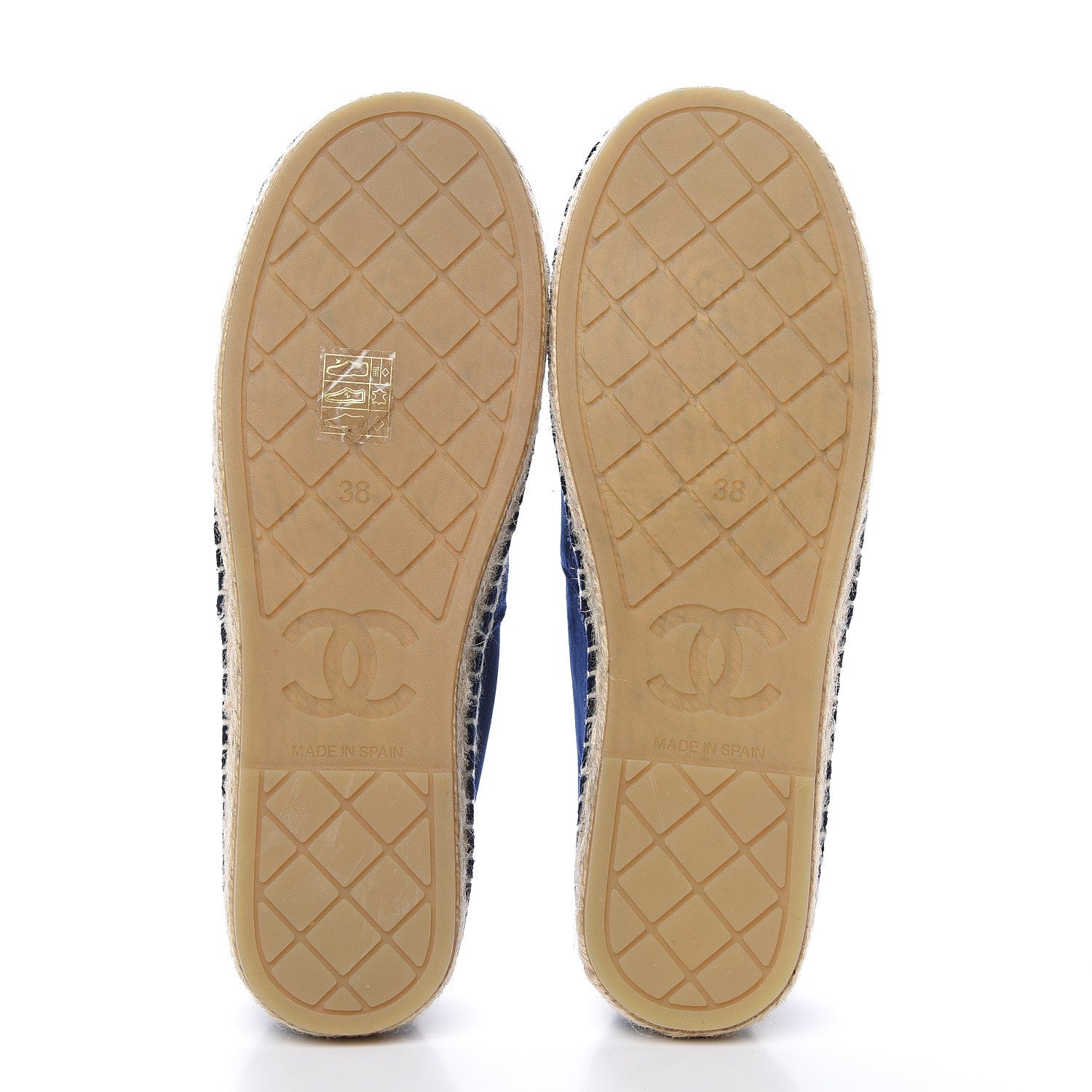 Chanel Velvet Logo Espadrilles 38 Navy Black 5 of 8