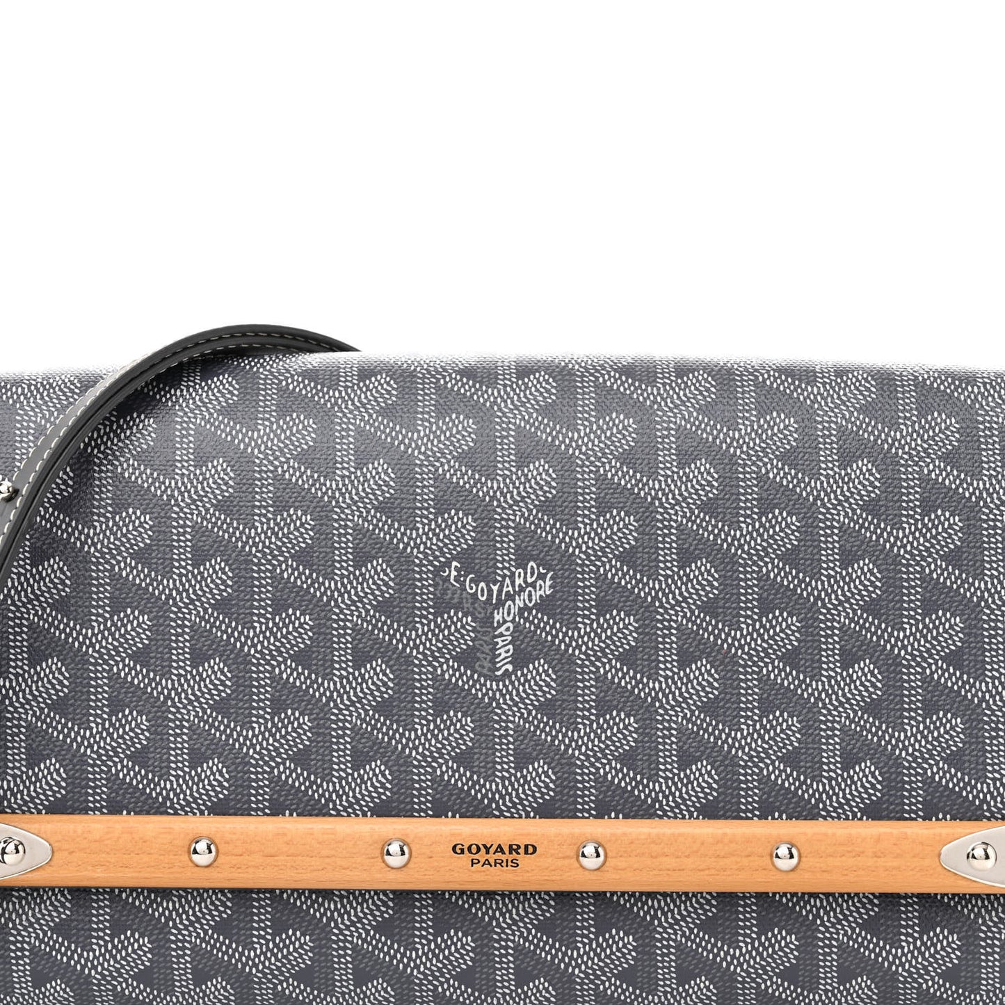 Goyardine Monte Carlo Bois Clutch With Strap Gray