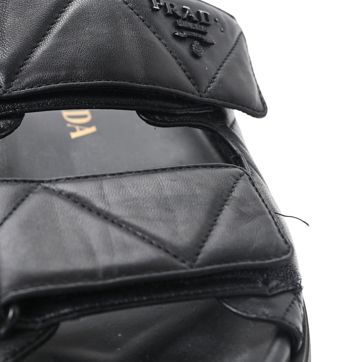 Prada Nappa Quilted Padded Logo Platform Slide Sandals 36.5 Black 10 of 10