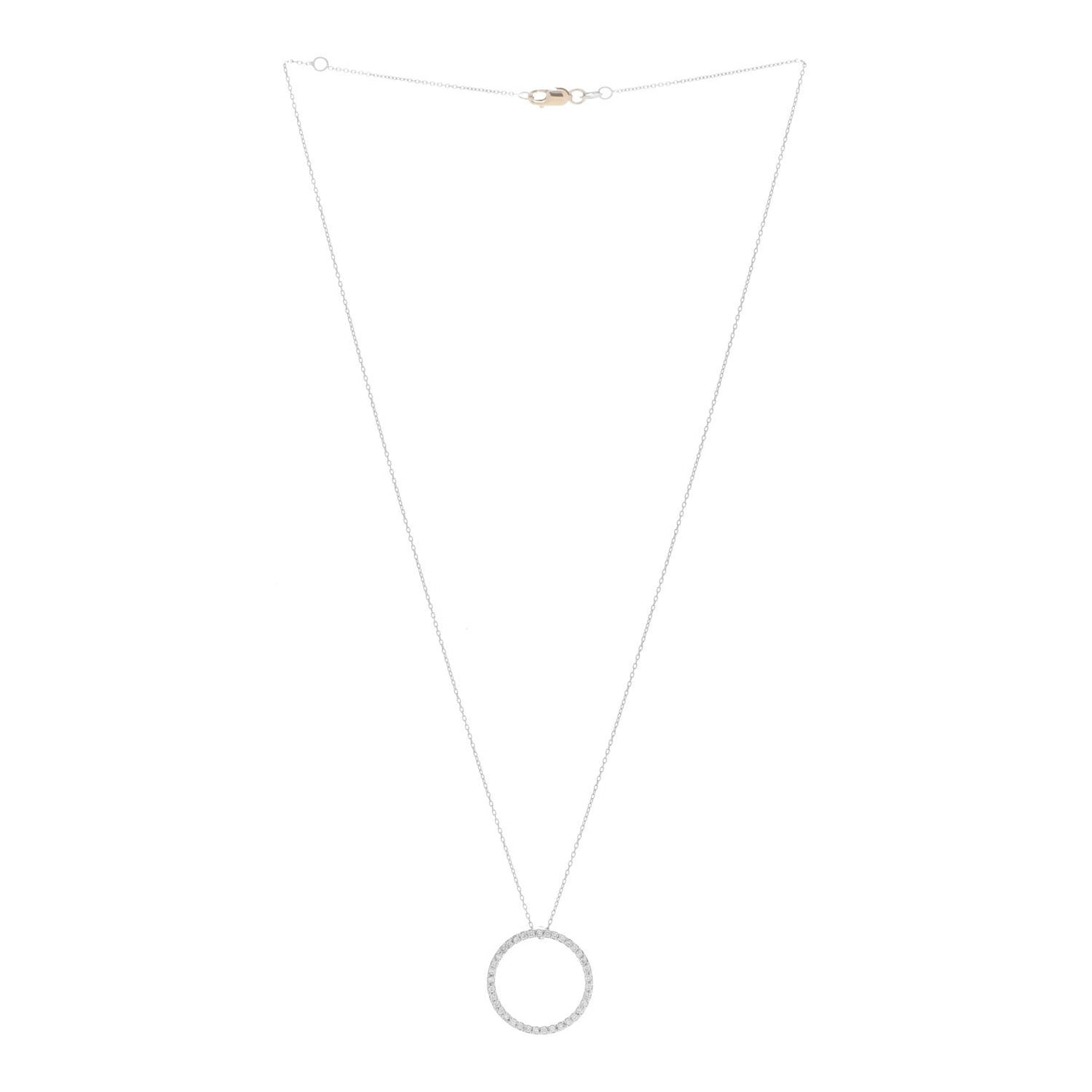 18K White Gold Diamond Medium Tiny Treasures Circle Pendant Necklace