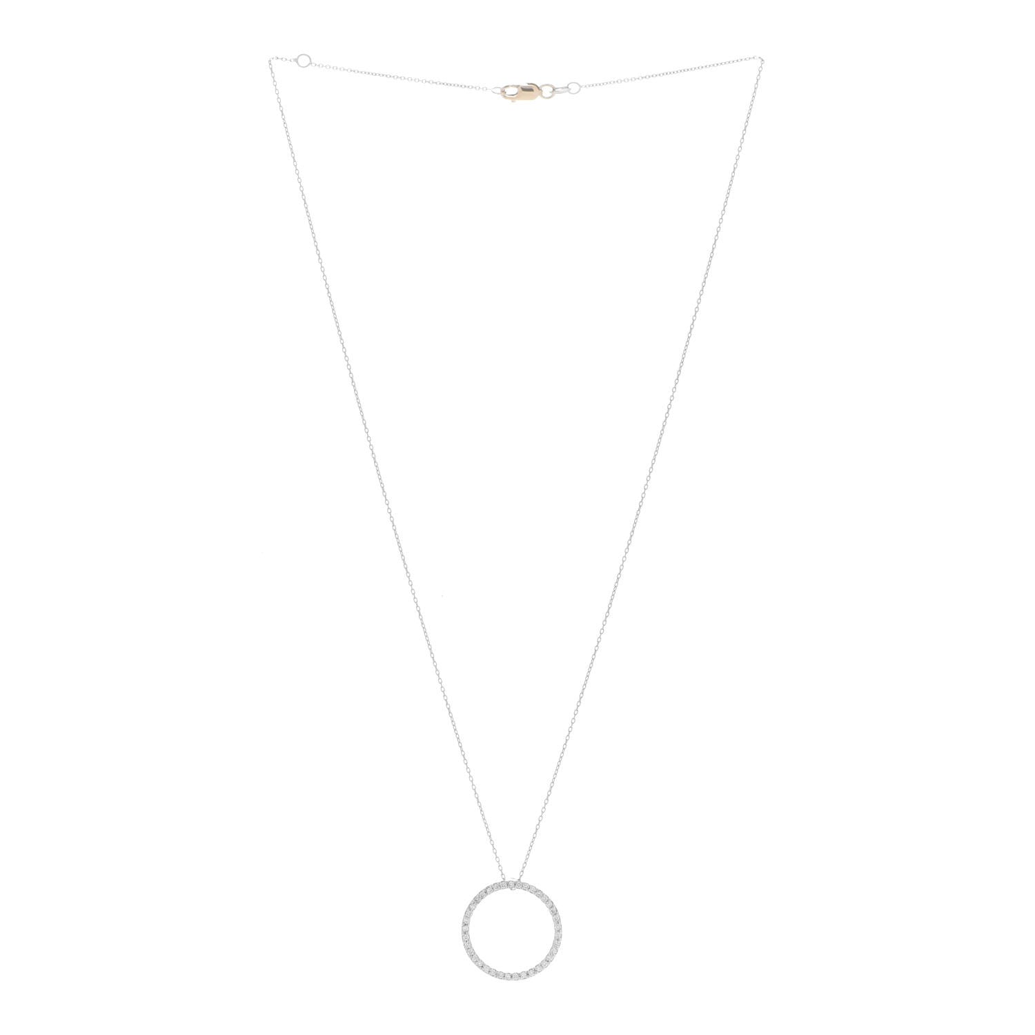 Roberto Coin 18K White Gold Diamond Medium Tiny Treasures Circle Pendant Necklace 3 of 6