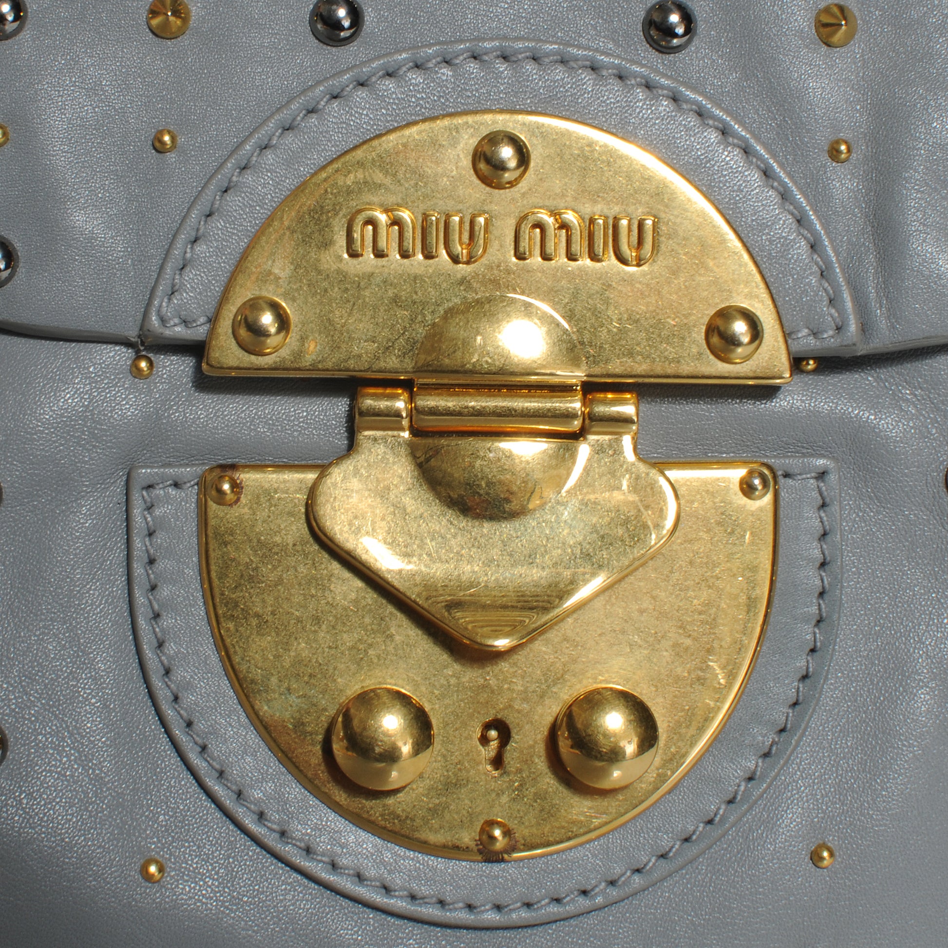 Miu Miu Soft Calf Studded Pochette Bag Nube 5 of 10