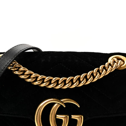 Gucci Velvet Matelasse Mini GG Marmont Shoulder Bag Black 8 of 10