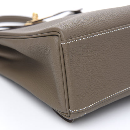 Hermes Taurillon Clemence Kelly Ado Backpack Etoupe 7 of 9