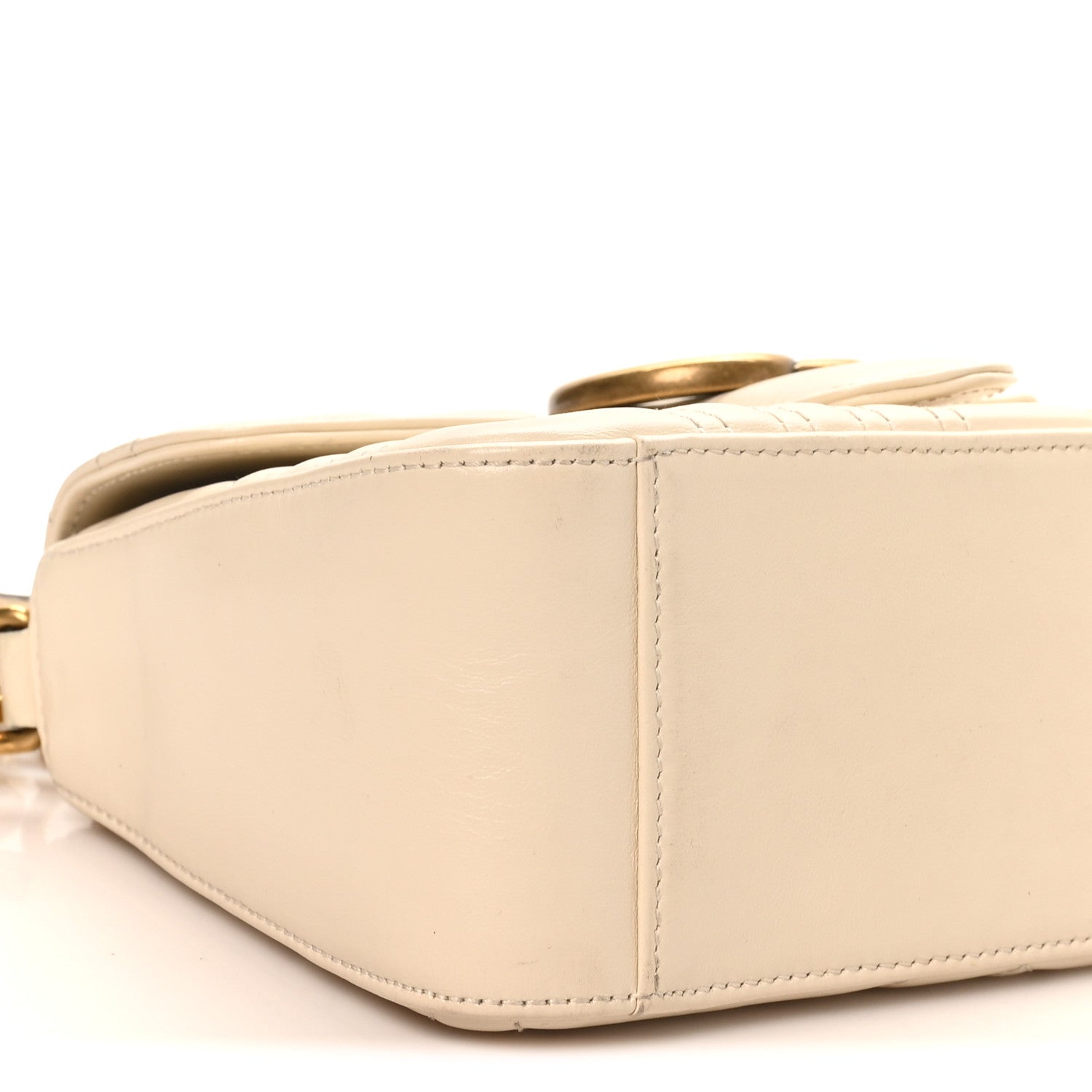 Gucci Calfskin Matelasse Mini GG Marmont Top Handle Shoulder Bag White 9 of 10