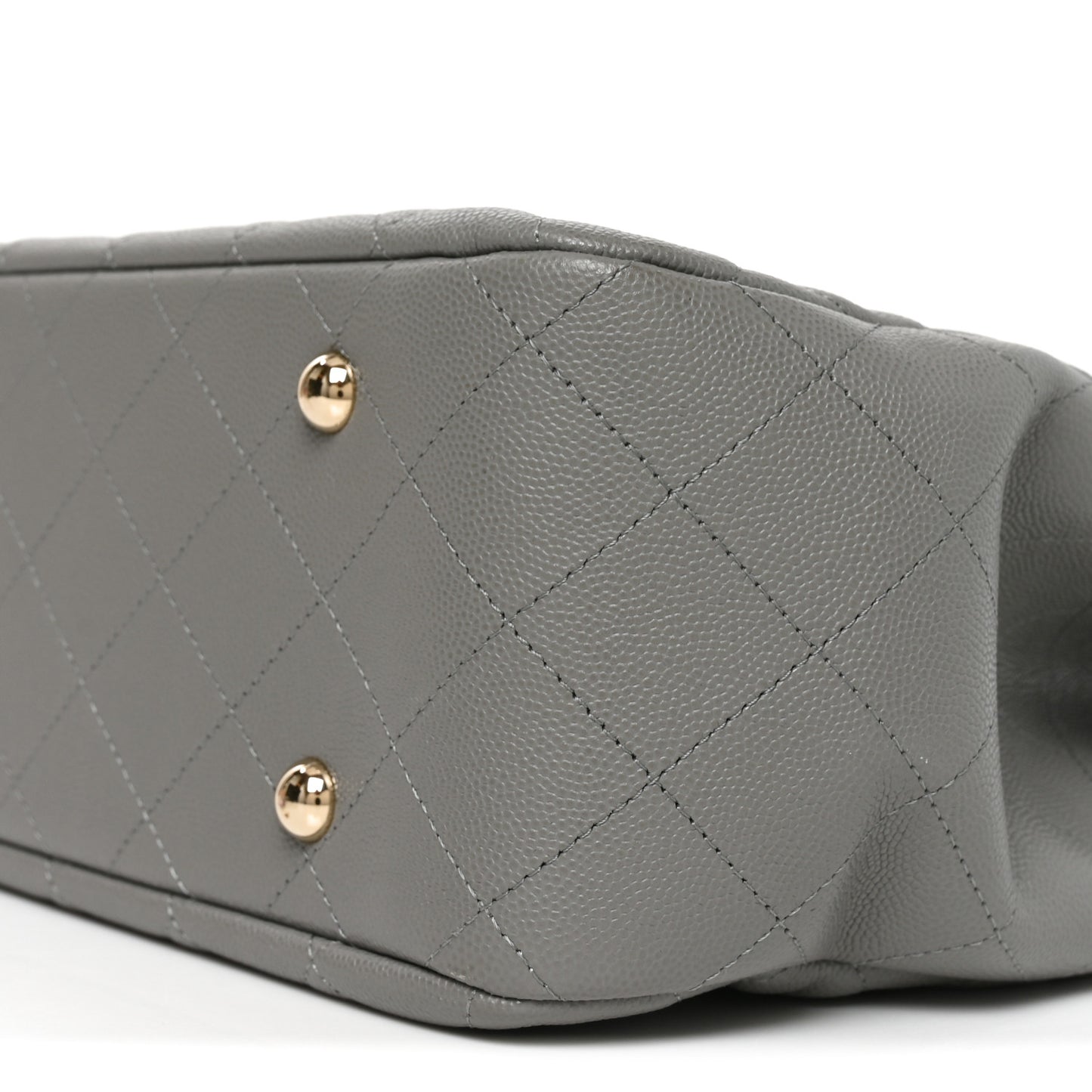 Caviar Quilted Large Classic Shopping Tote Grey