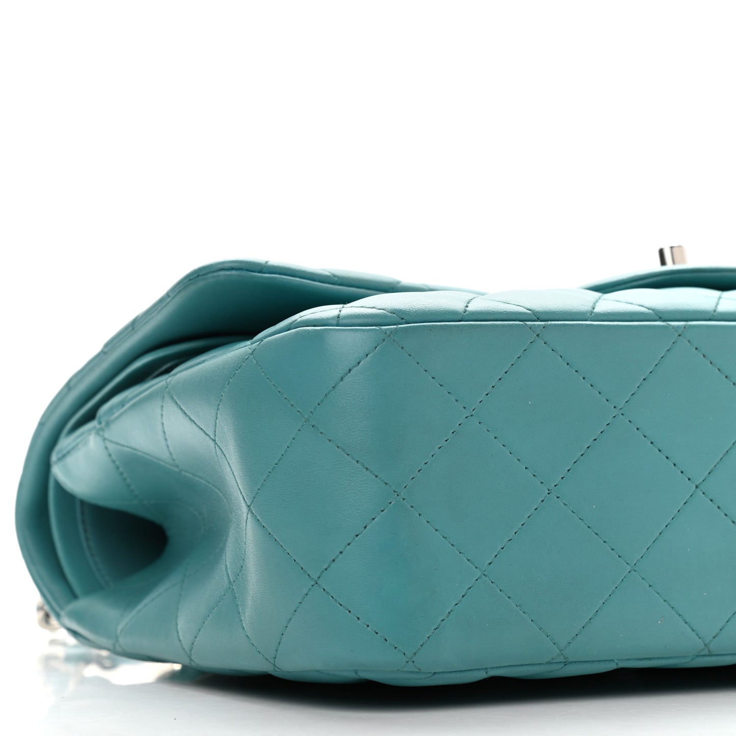 Lambskin Quilted Jumbo Double Flap Turquoise