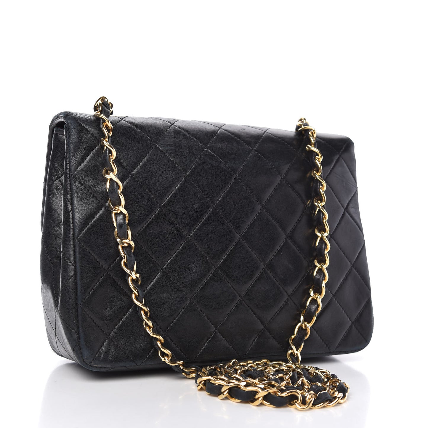 Lambskin Quilted Mini Square Flap Black