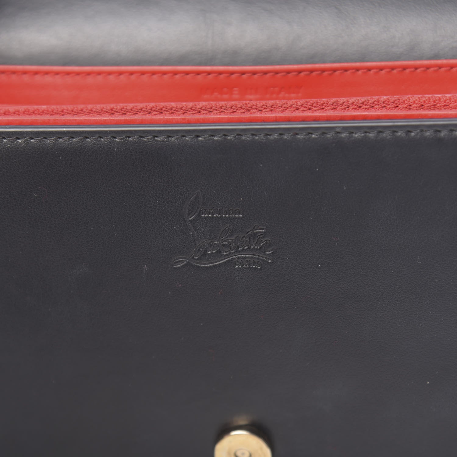Christian Louboutin Calfskin Patent Leopard Spikes Paloma Clutch Black 7 of 12