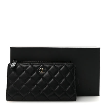 Chanel Lambskin Quilted Long Zip Wallet Black 8 of 8
