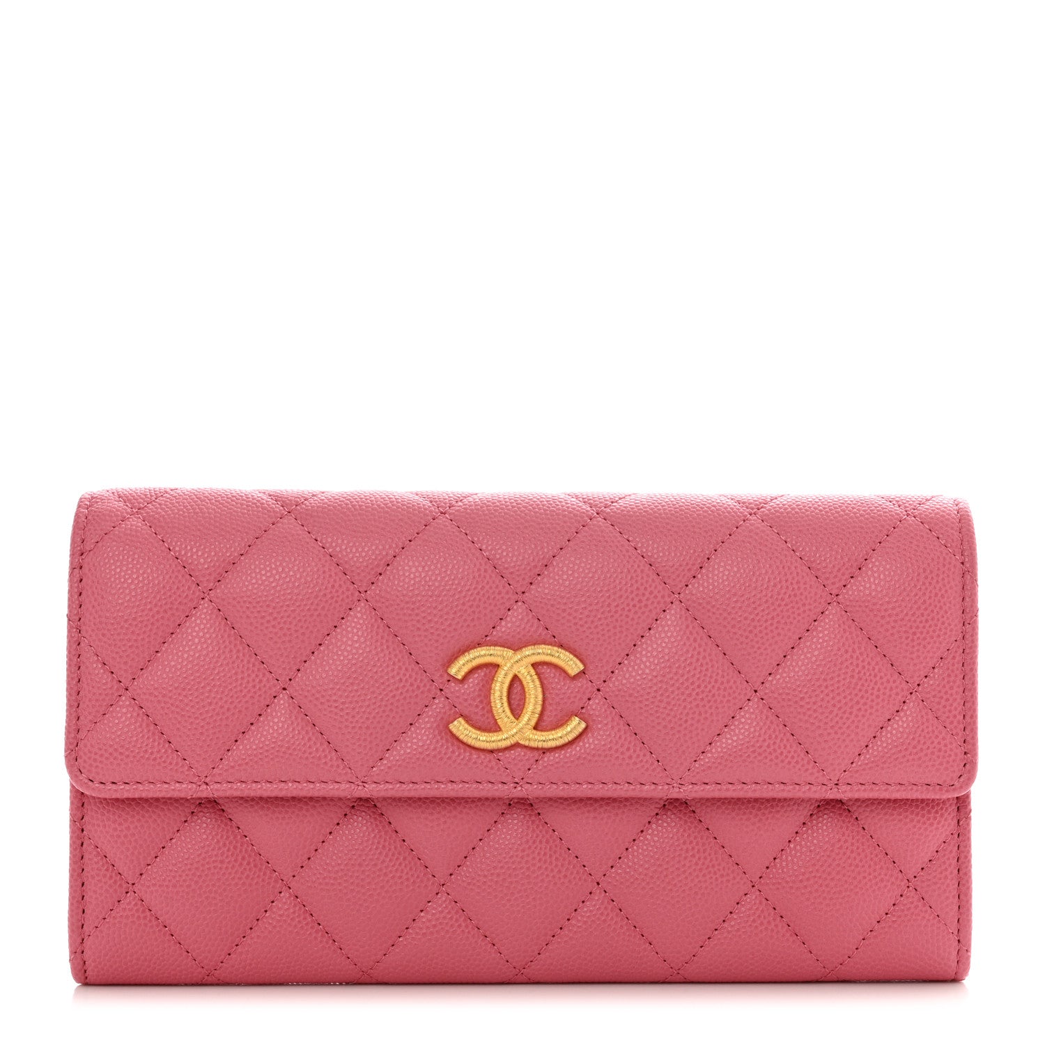 Chanel Caviar Quilted Textured CC Long Flap Wallet Pink 1 of 8