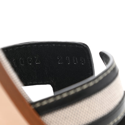 Hermes Calfskin Canvas Oran Sandals 37.5 Black 9 of 10