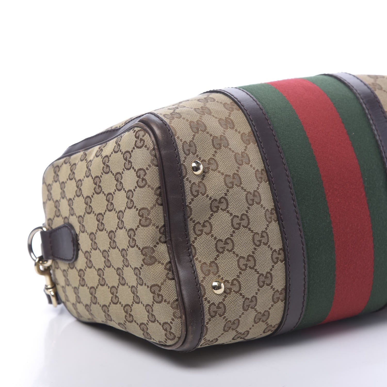 Gucci Monogram Vintage Web Medium Boston Dark Brown 15 of 16
