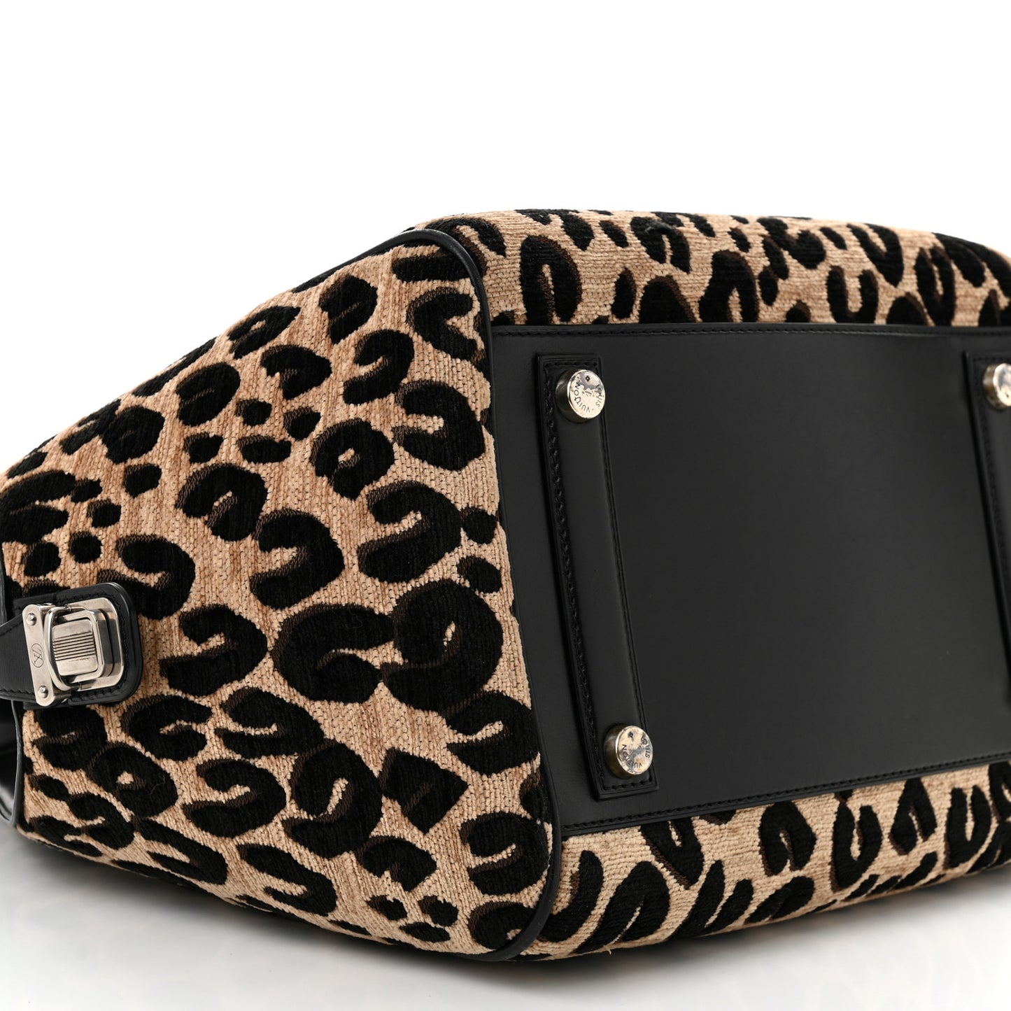 Jacquard Velvet Leopard Print Stephen Sprouse North South Bag Black