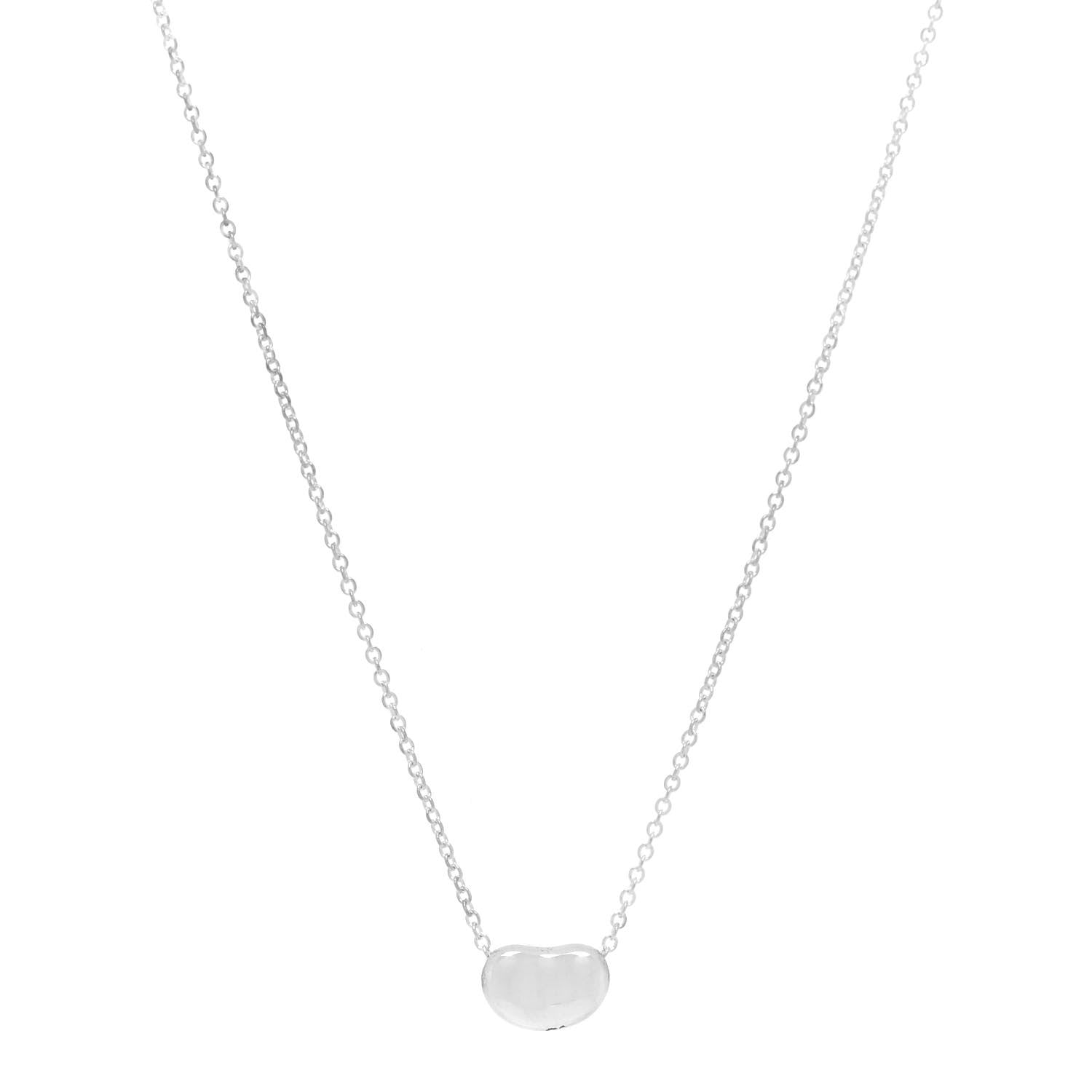 Tiffany Sterling Silver 9mm Elsa Peretti Bean Pendant Necklace 1 of 6