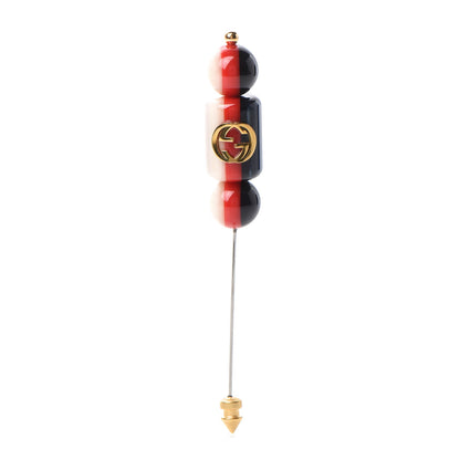 Gucci Resin Sylvie GG Brooch Gold Blue 1 of 5