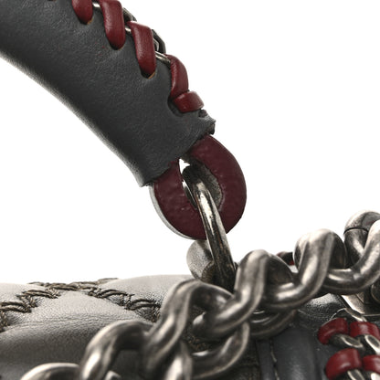 Chanel Calfskin Quilted Small Boy Top Handle Flap Grey Burgundy 14 of 15